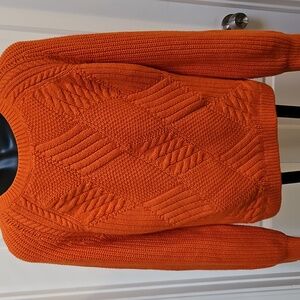 TALBOTS Vibrant Orange cable Knit Crew Neck  Women's Sweater - MP